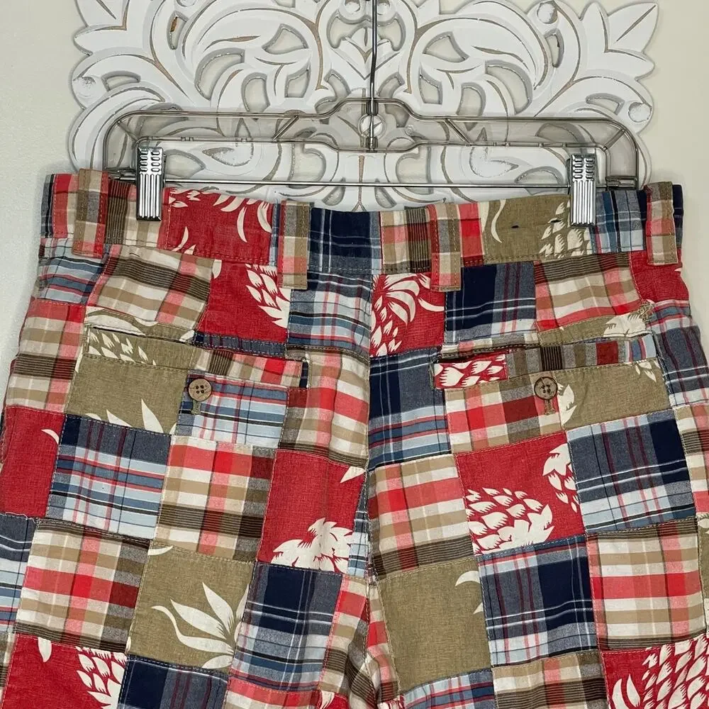 IZOD Men's 33 Patchwork Madras Shorts 100% Cotton Plaid Floral Preppy India